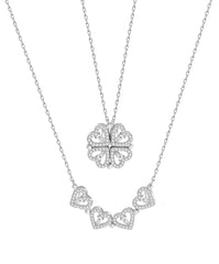 Magnetic Silver Flower Pendant | قلادة زهرة فضية مغناطيسية